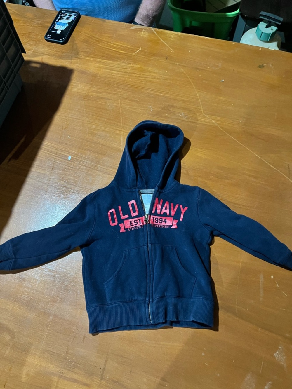 Old Navy Boys Navy Blue Kids' Zip-Up Hoodie with Red Logo Size 4T